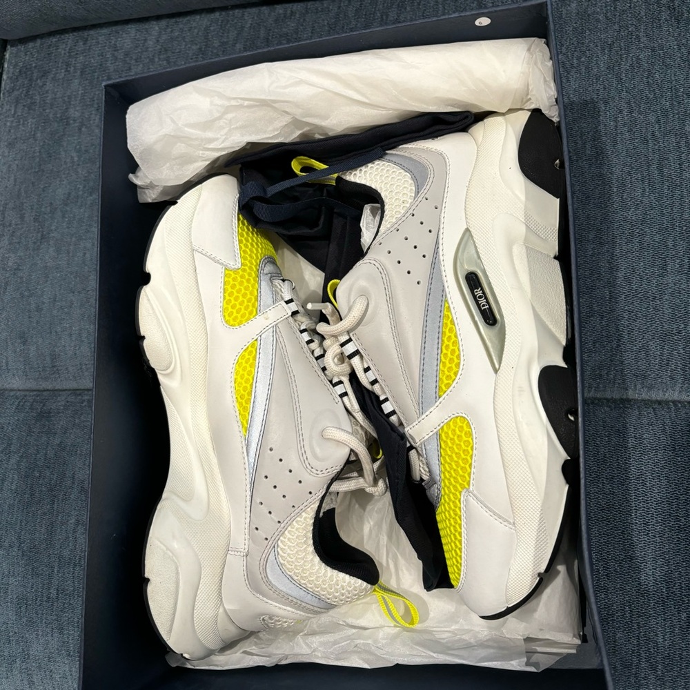 100% Authentic Dior Men's Sneakers - White and Yellow - Picture 3 of 7